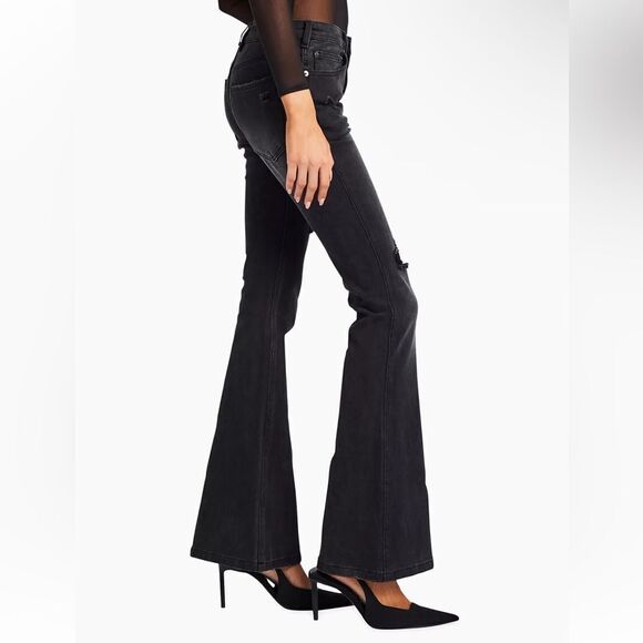 NWT SER.O.YA Demi flare jeans mid rise denim black some stretch Sz 26 - Picture 3 of 14